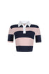 Soft Touch Striped Collared Crop Top